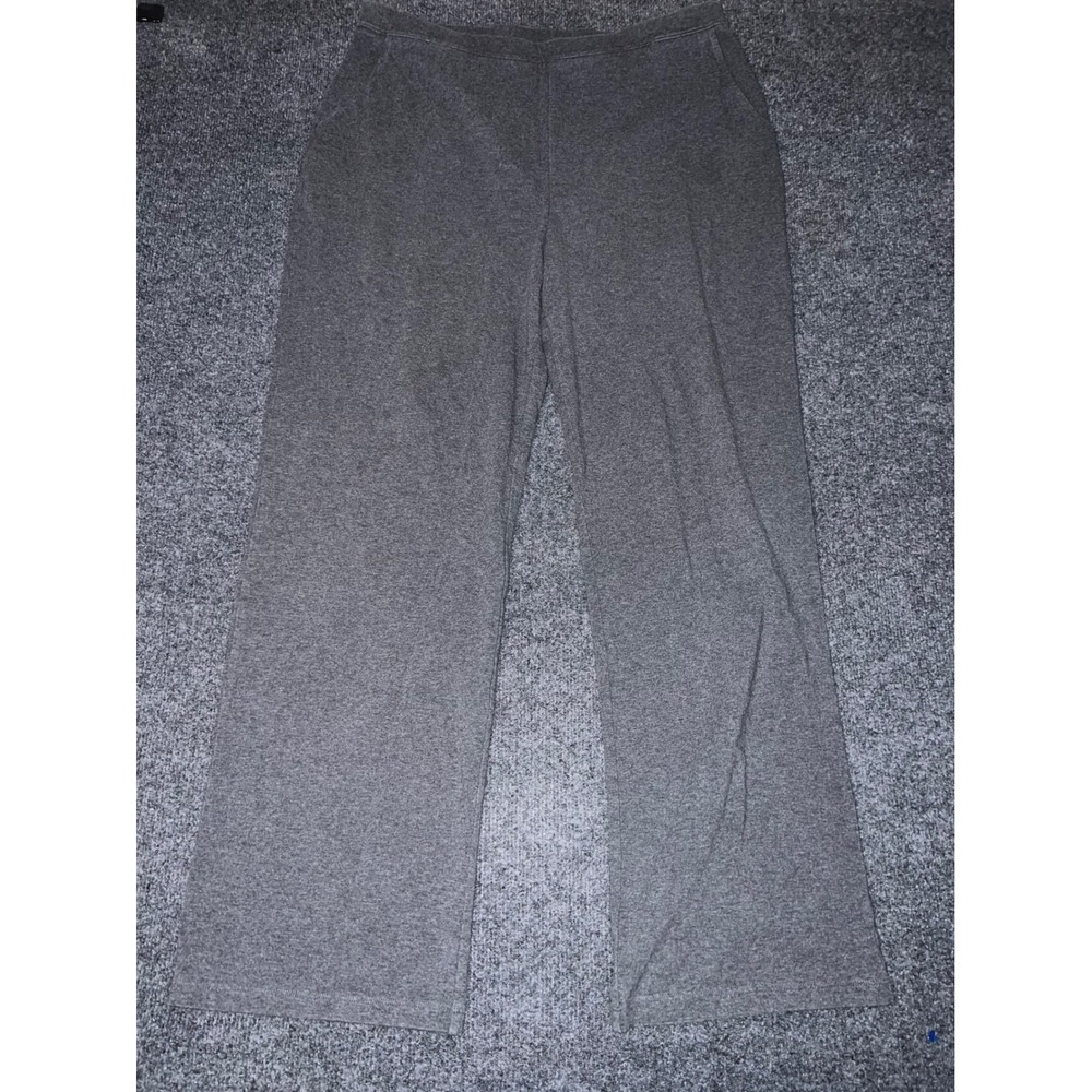 LL Bean Womens XL Regular Gray Cotton Spandex Wide Leg Lounge Pants 252079